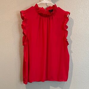 Ann Taylor Hot Pink Ruffled Sleeveless Top